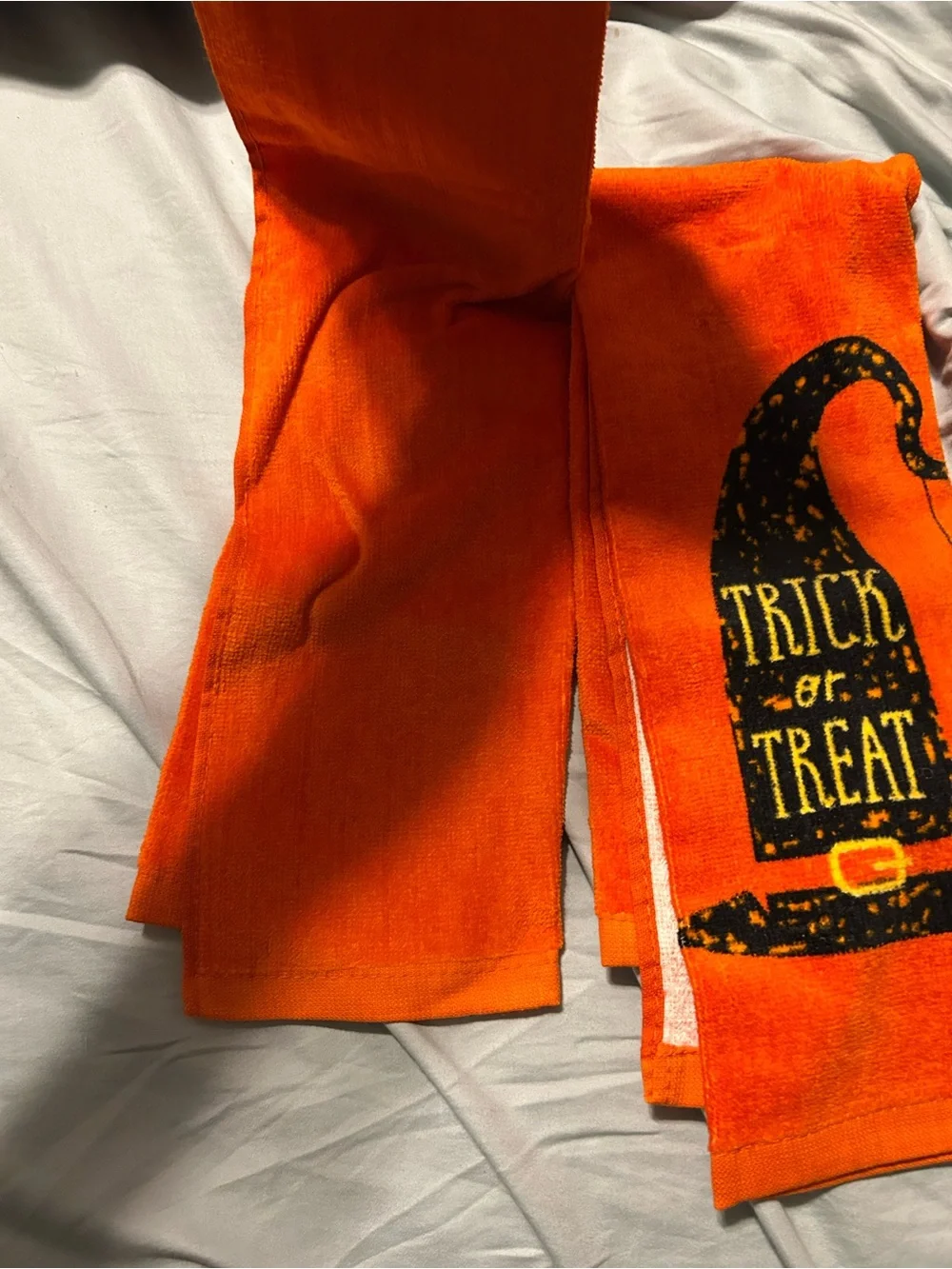 Orange Halloween Trick or Treat Kitchen Towels Set of 2